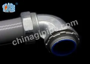 플라스틱 가스 켓 절연 액체 꽉 커넥터 90도 아연 다이 캐스트 유연한 도관 피팅